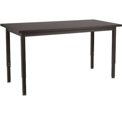 National Public Seating 24 in. x 48 in. Black Height Adjustable Heavy Duty Utility Table