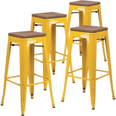 Carnegy Avenue 30 in. Yellow Bar Stool (4-Pack)