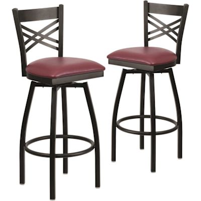 Carnegy Avenue 32 in. Burgundy Vinyl Seat/Black Metal Frame Bar Stool (2-pack)