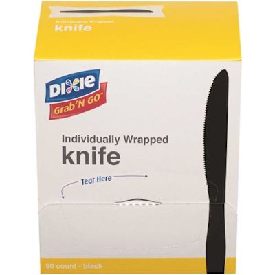 Dixie Medium-Weight Black Disposable Polystyrene Plastic Knives, Utensils (6 Boxes at 90 Per Box)