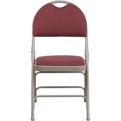 Flash Furniture Burgundy Fabric/Gray Frame Metal Folding Chair (2-Pack)