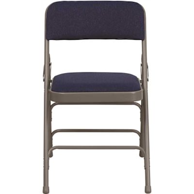 Navy Hercules Series Sheldon Metal Folding Chairs with Cushioned Seat, Fabric Upholstered Event Chairs (Set of 4)