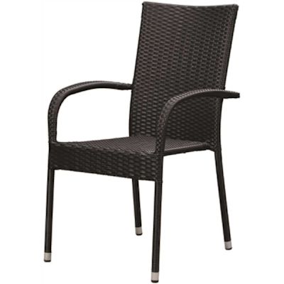 BALKENE HOME Morgan Stacking Resin Wicker Outdoor Dining Chair in Black (4-Pack)