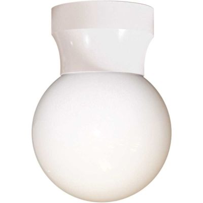 LiteCo White Screw Neck Outdoor Flush Mount Ceiling Pocket Globe Lantern