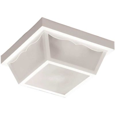 10.25 in. White Square Outdoor Ceiling Flush Mount Fixture
