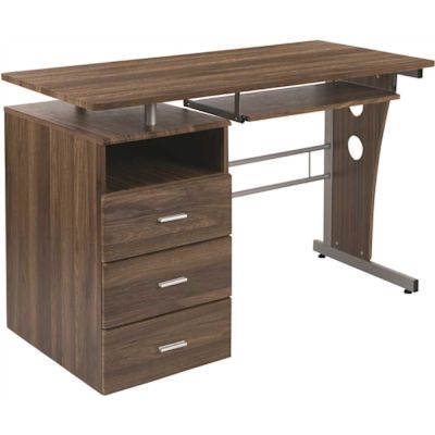Carnegy Avenue 47.25 in. Rustic Walnut Rectangular 3 -Drawer Computer Desk with Keyboard Tray