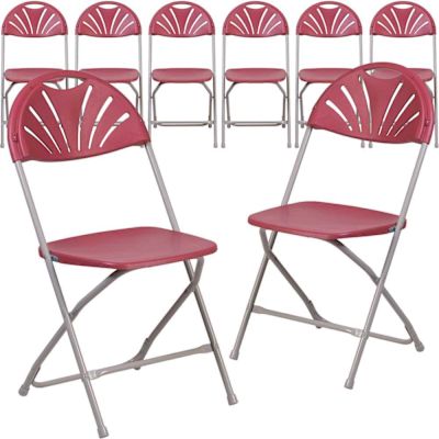 Carnegy Avenue Burgundy Metal Folding Chair (Set of 8)