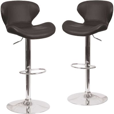 Carnegy Avenue 33 in Black Vinyl Bar Stool (Set of 2)