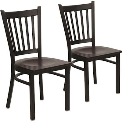 Carnegy Avenue Mahogany Wood Seat/Black Metal Frame Restaurant Chairs (Set of 2)