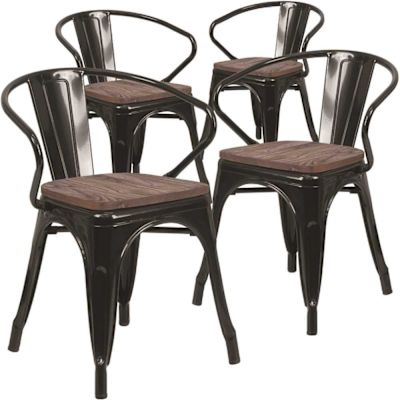 Carnegy Avenue Black Restaurant Chairs (Set of 4)