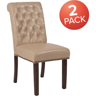 Carnegy Avenue Beige Leather Dining Chairs (Set of 2)