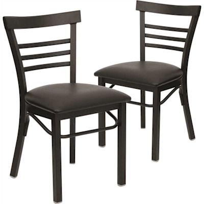 Carnegy Avenue Black Vinyl Seat/Black Metal Frame Restaurant Chairs (Set of 2)