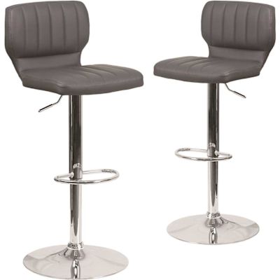 Carnegy Avenue 33.5 in. Gray Vinyl Bar stool (Set of 2)