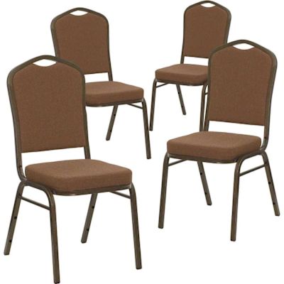 Carnegy Avenue Coffee Fabric/Gold Vein Frame Banquet Stack Chair (Set of 4)