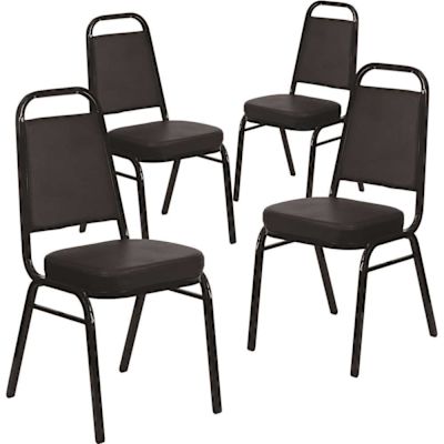 Carnegy Avenue Black Vinyl/Black Frame Banquet Stack Chair (Set of 4)