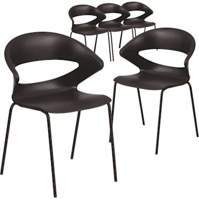 Carnegy Avenue Black Plastic Stack Chairs (Set of 5)