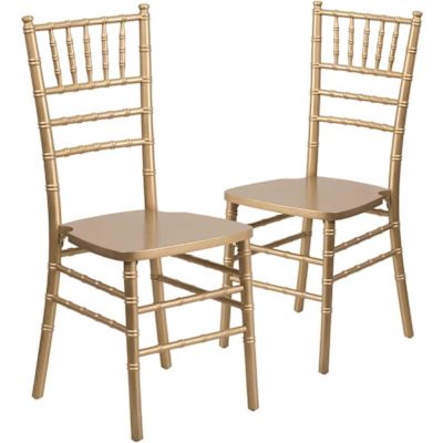 Gold Hercules Series Chiavari Chairs for Formal Events, Commercial/Residential All-Occasion Event Chairs (Set of 2)