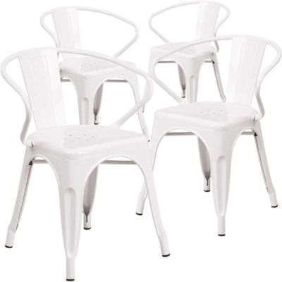 Carnegy Avenue Stackable Metal Outdoor Dining Chair in White (Set of 4)