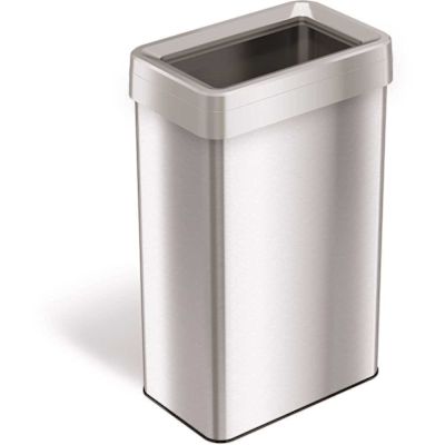 HLS COMMERCIAL 21 Gal. Rectangular Open Top Stainless Steel Trash Can with Odor Filters