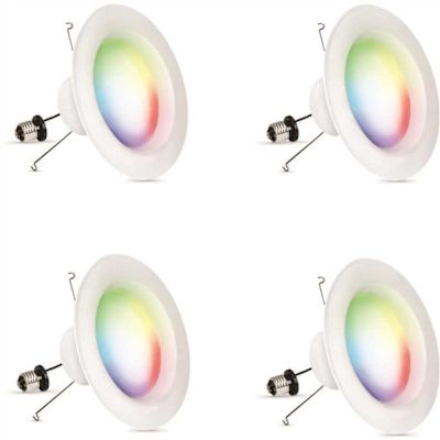 5/6 in. 75-Watt Equiv Smart Wi-Fi RGBW Color Changing Tunable White Integrated LED Retrofit Recessed Light Trim(4-Pack)