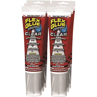 FLEX SEAL FAMILY OF PRODUCTS Flex Glue Clear 4 oz. Pro-Formula Strong Rubberized Waterproof Adhesive (6-Pack)