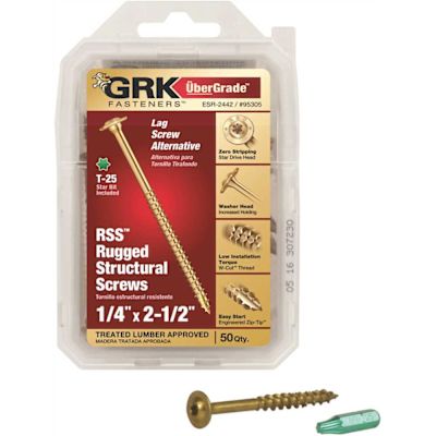 GRK Fasteners 1/4 in. x 2-1/2 in. Star Drive Low Profile Washer Head Structural Wood Screw (50-Pack)