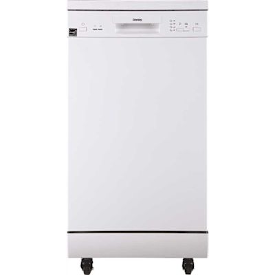 Danby 18 in. White Electronic Portable Dishwasher with 4-Cycles with 8-Place Settings Capacity