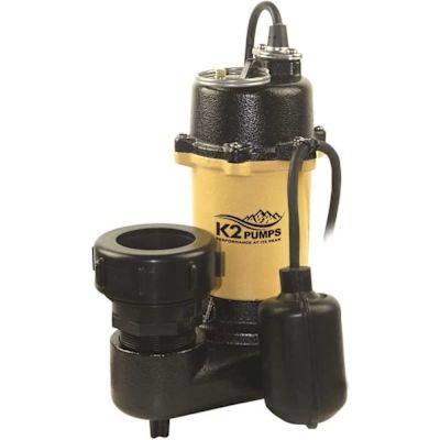 K2 3/4 HP Heavy-Duty Cast Iron Effluent Septic Pump with Tethered Switch
