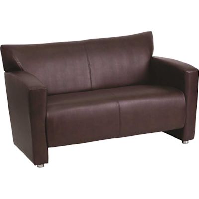 Carnegy Avenue 51 in. Brown Faux Leather 2-Seat Loveseat with Square Arms