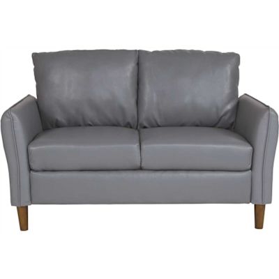 Carnegy Avenue 52.3 in. Gray Faux Leather 2-Seater Loveseat with Square Arms