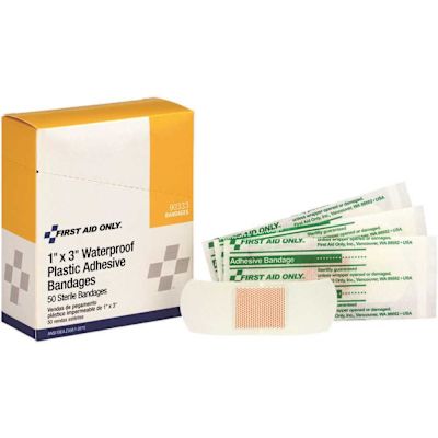 First Aid Only 1 in. x 3 in. Adhesive Waterproof Plastic Bandages (50 per Box)