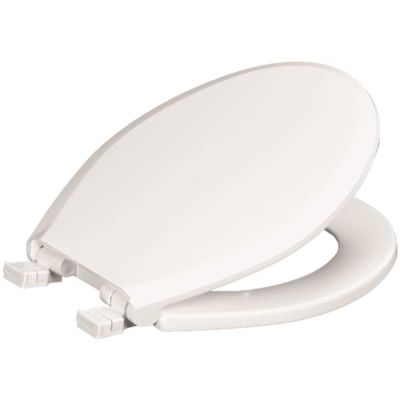 CENTOCO Round Closed Front Toilet Seat with Safety Close Plus Lift and Clean in White