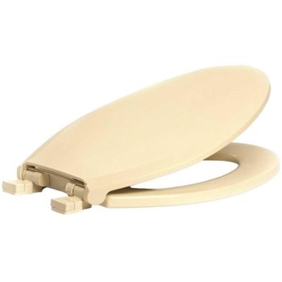 CENTOCO Elongated Closed Front Toilet Seat with Safety Close Plus Lift and Clean in Bone
