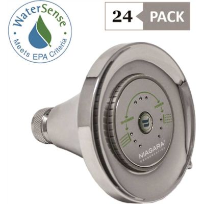 Niagara Conservation Earth Luxe 3-Spray with 1.5 GPM 3.35 in. Wall Mount Adjustable Fixed Shower Head in Chrome, 24-Pack