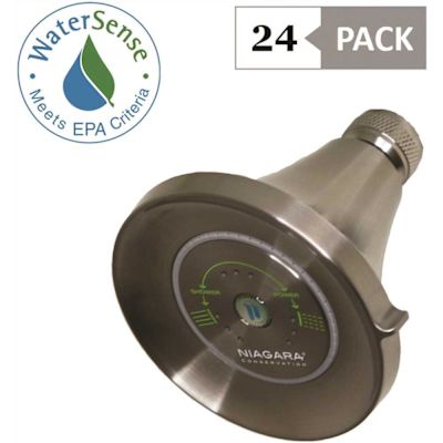 Earth Luxe 3-Spray with 1.75 GPM 3.35 in. Wall Mount Adjustable Fixed Shower Head in Brushed Nickel, 24-Pack