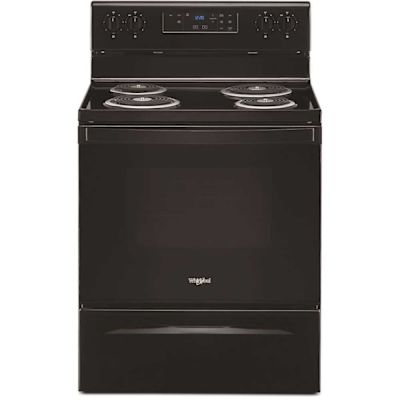 Whirlpool 30 in. 4.8 cu. ft. 4 Burner Element Electric Range with Self-Cleaning in Black with Storage Drawer