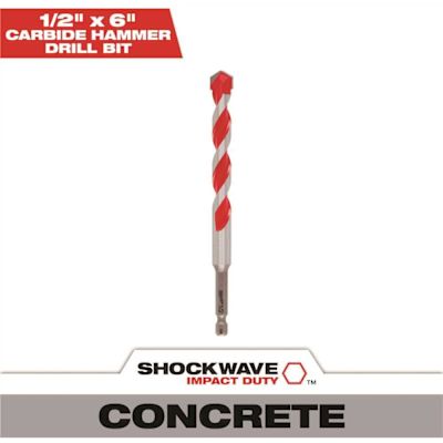 Milwaukee 1/2 in. x 4 in. x 6 in. SHOCKWAVE Carbide Hammer Drill Bit