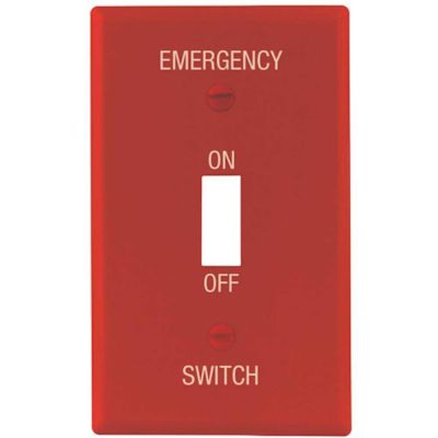 Titan3 Red Smooth 1-Gang Emergency Toggle Standard Metal Wall Plate
