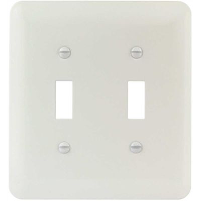 Titan3 White Smooth 2-Gang Toggle Princess Metal Wall Plate