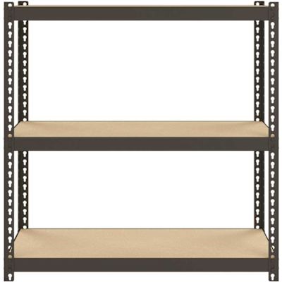 Space Solutions Riveted Garage Storage Shelving Unit, 3-Shelf Steel Black Unit 30 in. W x 30 in. H x 12 in. D