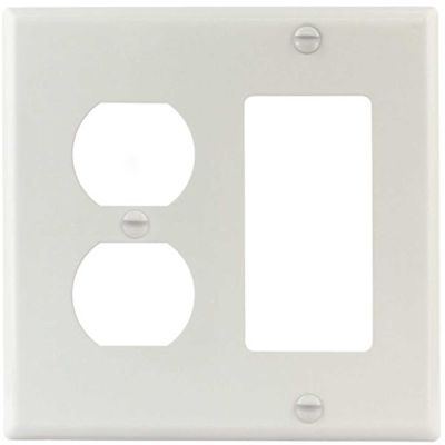 Titan3 White Smooth 2-Gang Duplex/Rocker Standard Metal Wall Plate