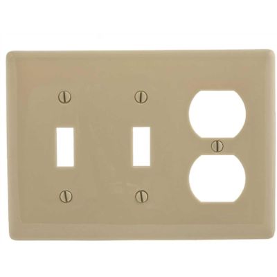 HUBBELL WIRING 3-Gang Ivory Toggle and Duplex Wall Plate