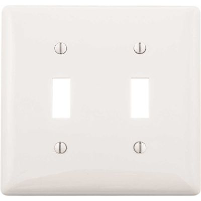HUBBELL WIRING 2-Gang White Toggle Wall Plate