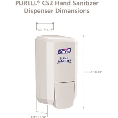 PURELL CS2 Push-Style Hand Sanitizer Dispenser, White, for 1000 mL CS2 Hand Sanitizer Refills (6 Per Carton)