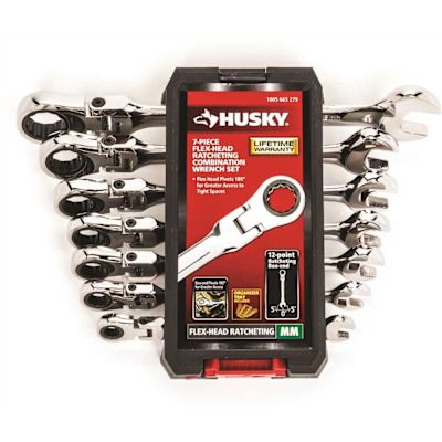 Husky Flex Ratcheting MM Combination Wrench Set (7-Piece)
