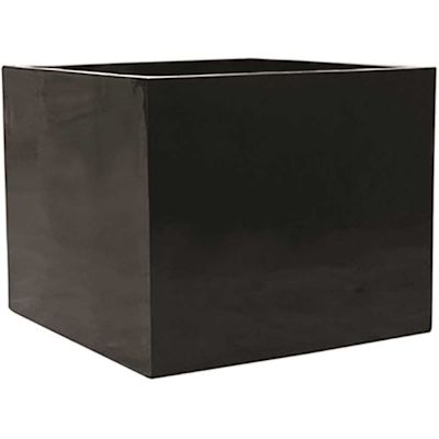 Vasesource 36.25 in. x 43.25 in. x 43.25 in. Jumbo XL Black Cube Fiberstone Planter