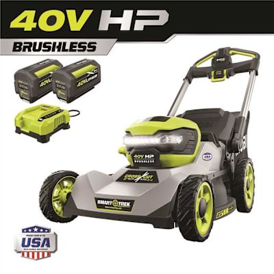 RYOBI 40V HP Brushless 21 in. Cordless Battery Walk Behind Multi-Blade Self-Propelled Mower - (2) 6.0 Ah Batteries & Charger