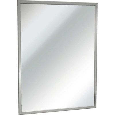 ASI 18 in. W x 24 in. H Rectangular Framed Single Chan-Lok Plate Glass Wall Mount Bathroom Vanity Mirror in Stainless Steel