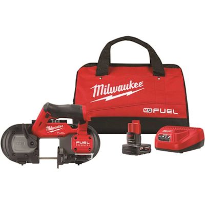 Milwaukee M12 FUEL 12V Lithium-Ion Cordless Compact Band Saw XC Kit with One 4.0 Ah Battery, Charger and Bag