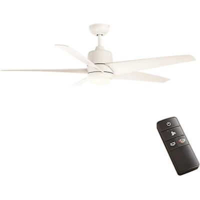 Hampton Bay 54" Matte White Mena Ceiling Fan - Quick Install, Remote Control, Integrated Led, Damp Rated